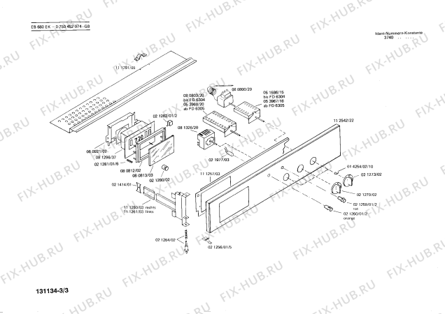 Взрыв-схема плиты (духовки) Bosch 0750452074 EB680EK - Схема узла 03