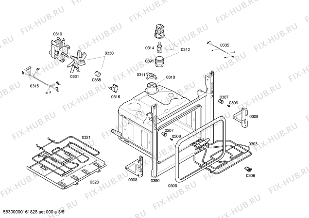 Взрыв-схема плиты (духовки) Bosch HBG43T420 H.BO.NP.L2D.IN.GLASS.B4/.B.E0_C/// - Схема узла 03