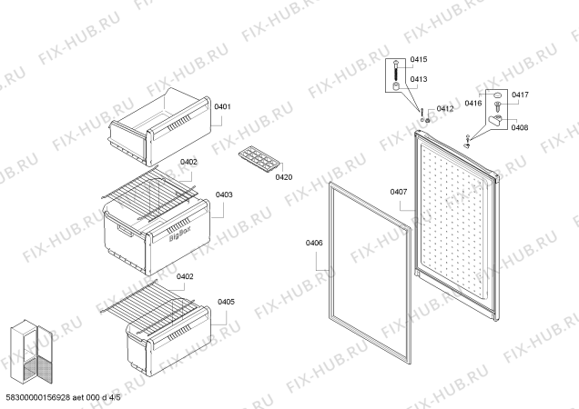 Взрыв-схема холодильника Bosch KGN39X45 - Схема узла 04