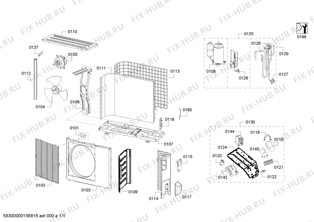 Схема №1 P3ZMA24602 с изображением Ящик для сплит-системы Bosch 00655403
