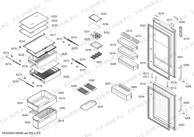 Схема №4 BD5772PNFI с изображением Дверь морозильной камеры для холодильной камеры Bosch 00773315