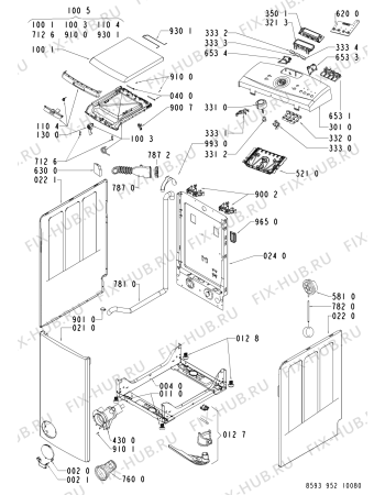 Схема №1 AWE 9527/1 с изображением Блок управления для стиралки Whirlpool 480111100834