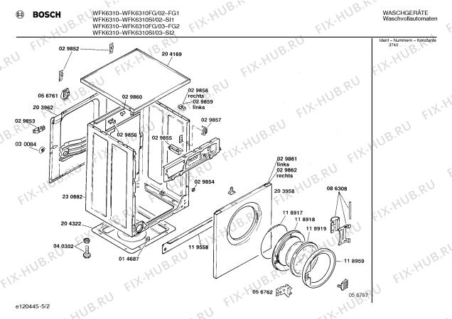 Взрыв-схема стиральной машины Bosch WFK6310FG WFK6310 - Схема узла 02