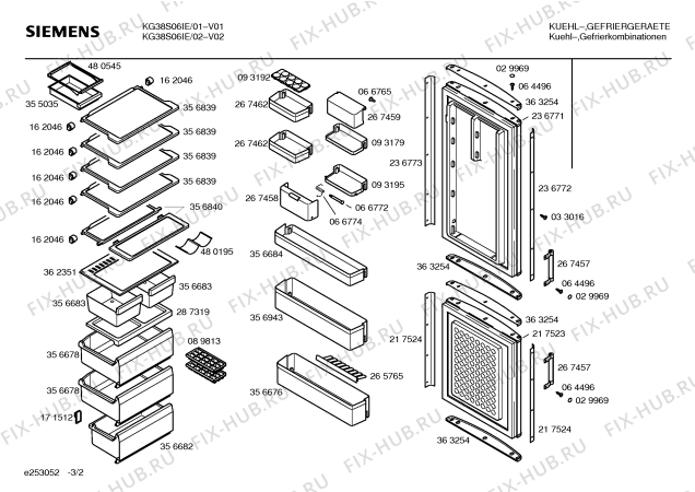 Взрыв-схема холодильника Siemens KG38S06IE - Схема узла 02