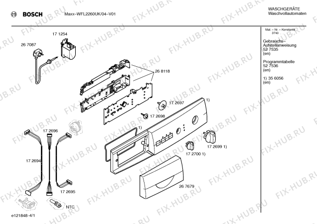 Схема №3 WFL2260GB Maxx с изображением Ручка для стиралки Bosch 00267679