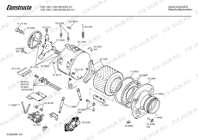 Взрыв-схема стиральной машины Constructa CW13010IL CW1301 - Схема узла 03