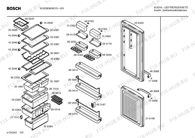 Взрыв-схема холодильника Bosch KGS38360IE - Схема узла 02