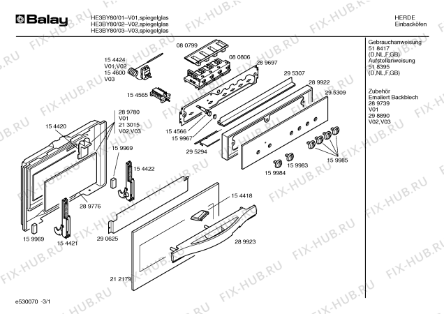 Схема №3 HE3BY80 с изображением Инструкция по эксплуатации для духового шкафа Bosch 00518417