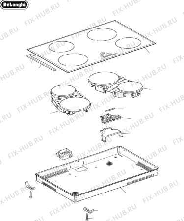 Схема №1 DEIND804 с изображением Часть корпуса для плиты (духовки) DELONGHI 411VC804