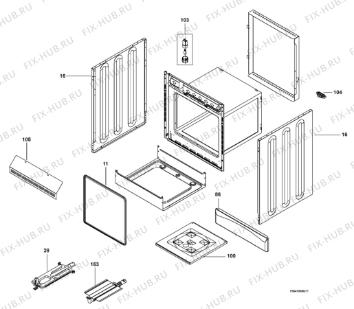 Взрыв-схема плиты (духовки) Electrolux EX41XS - Схема узла Section 2