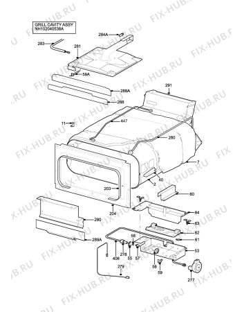 Взрыв-схема плиты (духовки) Parkinson Cowan CSIG501WHN (STRATA) - Схема узла H10 Grill cavity assy