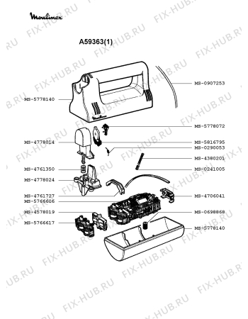 Взрыв-схема блендера (миксера) Moulinex A59363(1) - Схема узла XP000658.5P2