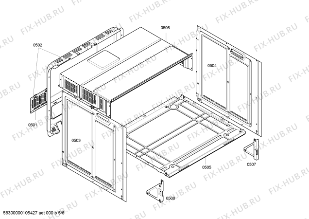 Взрыв-схема плиты (духовки) Bosch HBN57T650A - Схема узла 05