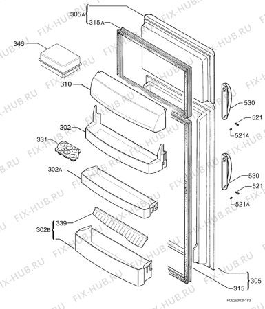 Взрыв-схема холодильника Zanker ZKD295 - Схема узла Door 003