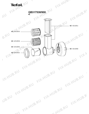 Взрыв-схема кухонного комбайна Tefal QB317538/900 - Схема узла FP005898.3P4