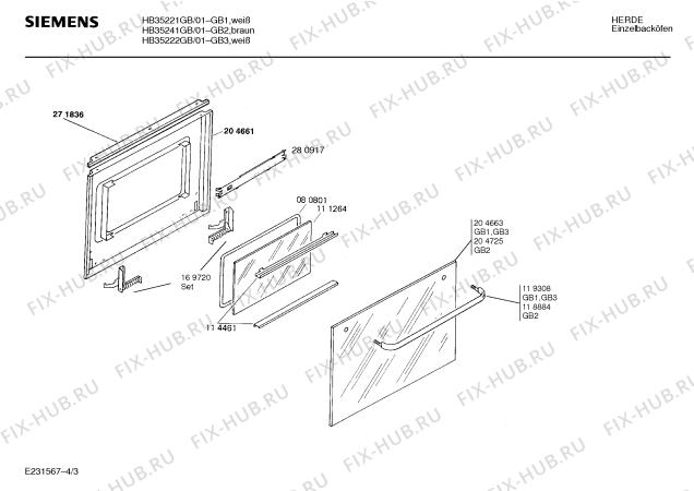 Схема №3 HB352254 с изображением Панель для плиты (духовки) Siemens 00272218