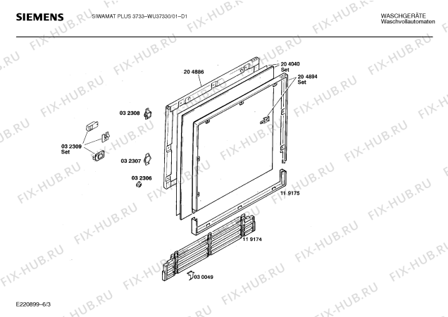 Схема №6 WU37330 SIWAMAT PLUS 3733 с изображением Панель для стиральной машины Siemens 00286257