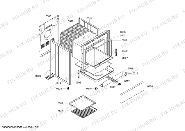 Схема №5 3CGX340BP с изображением Уплотнитель для духового шкафа Bosch 00611220