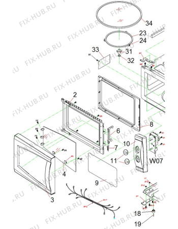 Схема №1 MO170MW2 UR (150302, WP700J-E17) с изображением Дверь для микроволновки Gorenje 154889