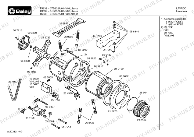 Схема №2 3TS832A TS832 с изображением Панель управления для стиралки Bosch 00356195