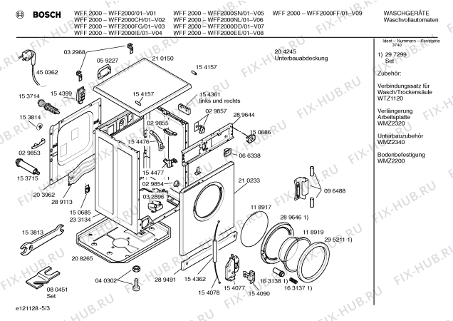 Схема №5 WFF2080DD EXCLUSIV F 1000 с изображением Таблица программ для стиралки Bosch 00518020