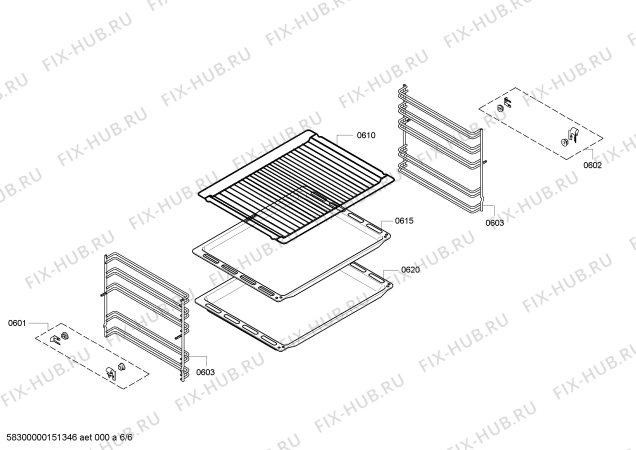 Взрыв-схема плиты (духовки) Bosch HEA73B450 - Схема узла 06