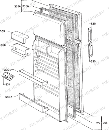 Взрыв-схема холодильника Frigidaire RF2252 - Схема узла Door 003