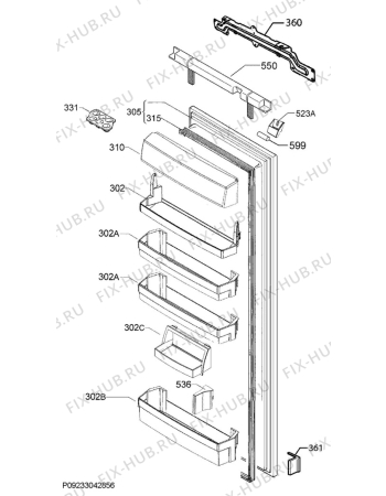 Взрыв-схема холодильника Electrolux ERCP3195AW - Схема узла Door 003