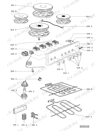 Взрыв-схема плиты (духовки) Bauknecht SNI 2610 WS - Схема узла
