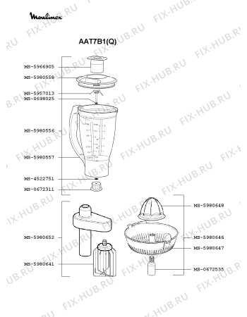 Взрыв-схема кухонного комбайна Moulinex AAT7B1(Q) - Схема узла QP000290.6P2