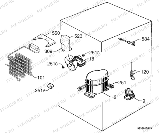 Взрыв-схема холодильника Electrolux ERU13400 - Схема узла Cooling system 017