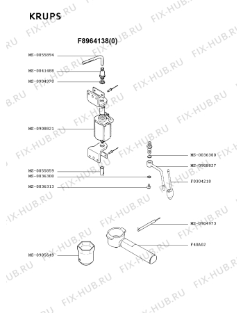 Взрыв-схема кофеварки (кофемашины) Krups F8964138(0) - Схема узла BP001873.1P2