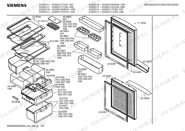 Схема №3 KG22V16HK с изображением Поднос для холодильника Siemens 00483931