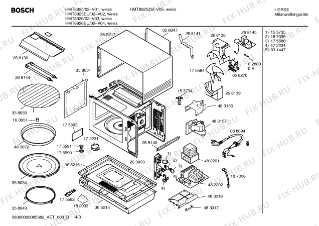 Взрыв-схема микроволновой печи Bosch HMT8926EU - Схема узла 03