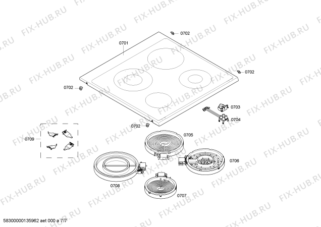 Схема №6 HLN653460F с изображением Стеклокерамика для плиты (духовки) Bosch 00682614