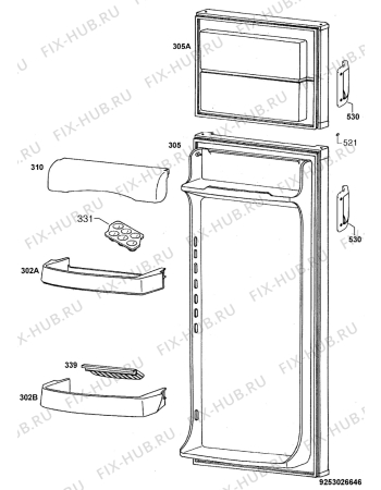 Взрыв-схема холодильника Electrolux ERD28304X8 - Схема узла Door 003