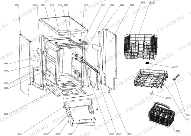 Взрыв-схема посудомоечной машины Gorenje GS610SYW (316961, WQP12-9250D) - Схема узла 03