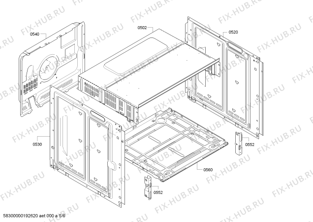 Взрыв-схема плиты (духовки) Siemens HB11AB7N0W - Схема узла 05