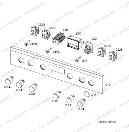 Взрыв-схема плиты (духовки) Electrolux EH6L50XDCN - Схема узла Command panel 037