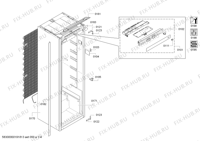 Схема №4 3FI7013S с изображением Модуль управления, незапрограммированный для холодильной камеры Bosch 11018041