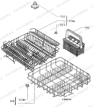 Взрыв-схема посудомоечной машины Unknown DI960-2 - Схема узла W10 Baskets D