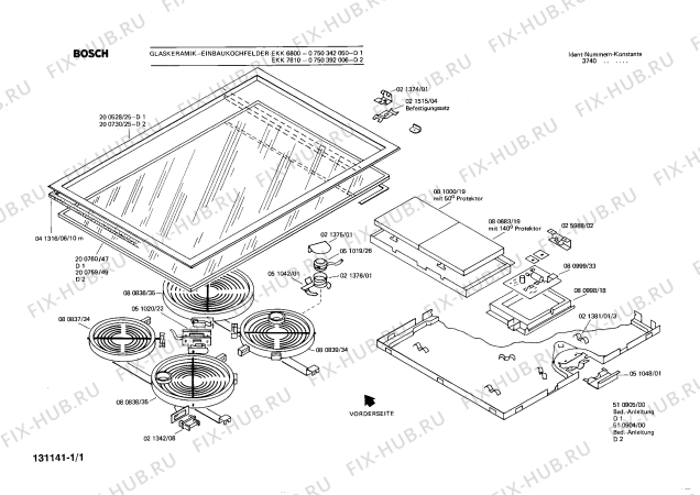 Схема №1 0750342050 EKK6800 с изображением Стеклокерамика для духового шкафа Bosch 00200760
