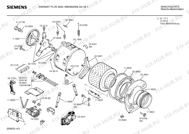 Взрыв-схема стиральной машины Siemens WM36020NL SIWAMAT PLUS 3602 - Схема узла 03