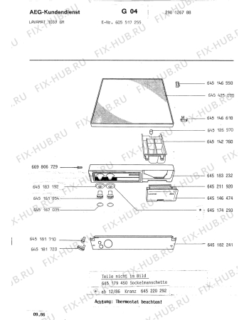 Взрыв-схема стиральной машины Aeg LAV1033 - Схема узла Control panel and lid