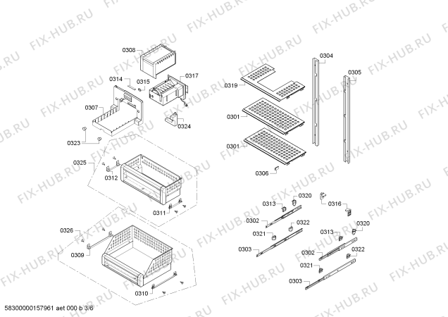 Схема №5 T18ID80NRP с изображением Монтажный набор для холодильника Bosch 00703386