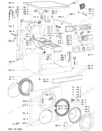 Схема №1 AWO 9165 с изображением Обшивка для стиральной машины Whirlpool 481245216835