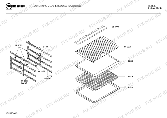 Схема №4 E1132G1 JOKER 130 D CLOU с изображением Панель для плиты (духовки) Bosch 00282058