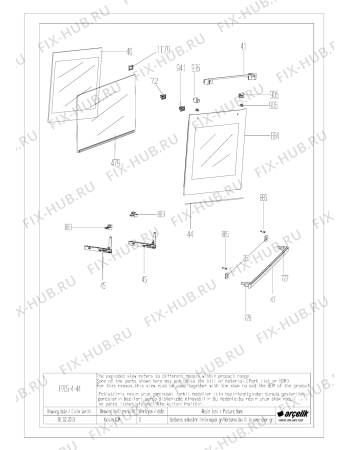 Взрыв-схема плиты (духовки) Beko OIM 24501 B (7757782103) - BARBAROS BI FRONT DOOR GR EXPLODED VIEW