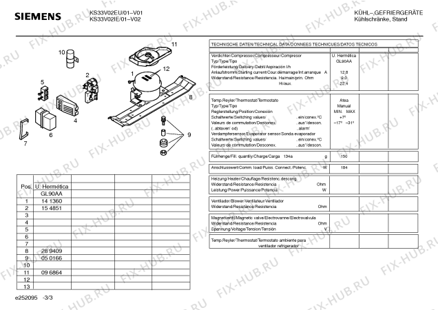 Взрыв-схема холодильника Siemens KS33V02EU - Схема узла 03