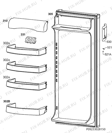 Взрыв-схема холодильника Aeg Electrolux S32440KSW0 - Схема узла Door 003